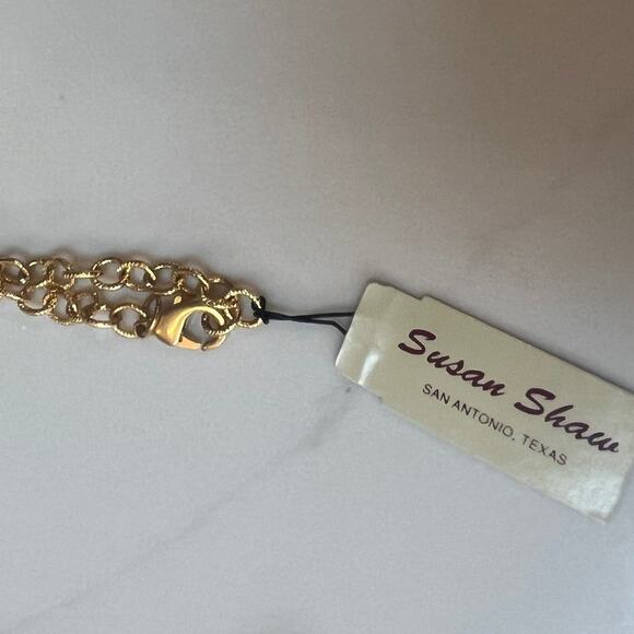 Susan Shaw Clover Leaf Goldtone Statement Necklace NWT - Picture 3 of 5